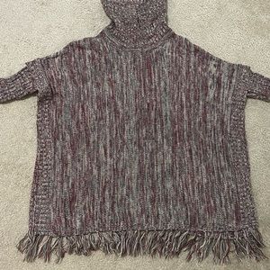 Downeast Basics Turtleneck Poncho/Shawl with Fringe